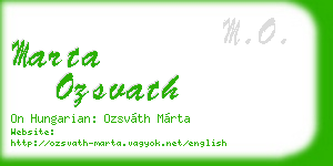 marta ozsvath business card