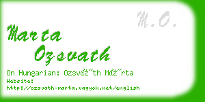 marta ozsvath business card